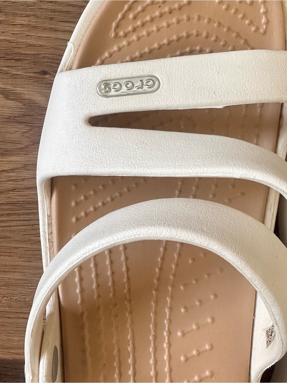CROCS Women's Cream and Nude Dual-Strap Slide Sandals - Picture 5 of 9